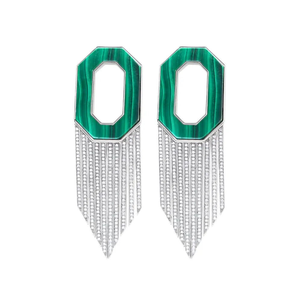   OCTAG MALACHI LONG EAR D1.94 18KW 27G 65X20m m Princess Jewelry Shop