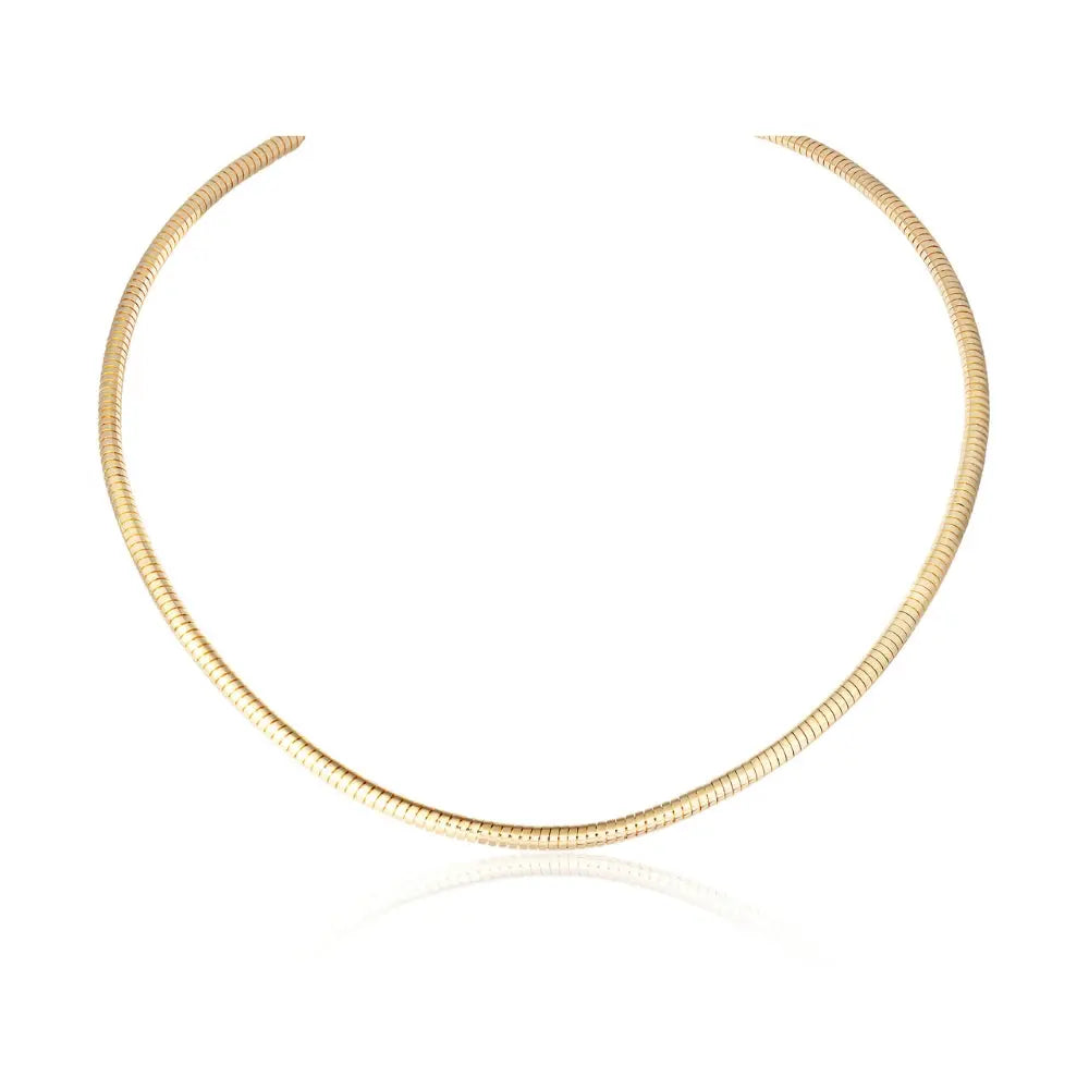 Omega round gold necklace in 14K yellow gold by JJ Jewelry