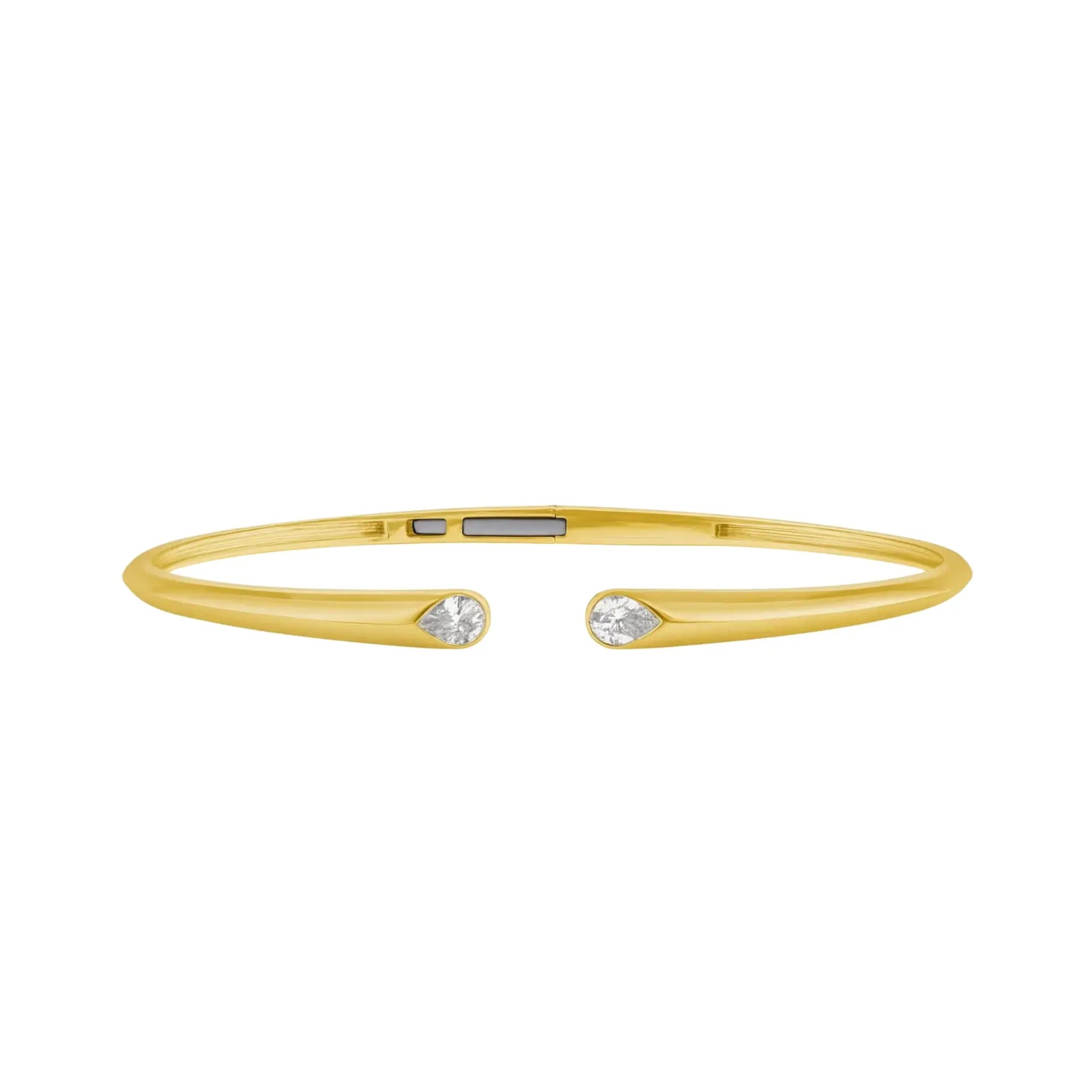   Open Pear Diamond Bangle Bracelet in Yellow Gold Princess Jewelry Shop