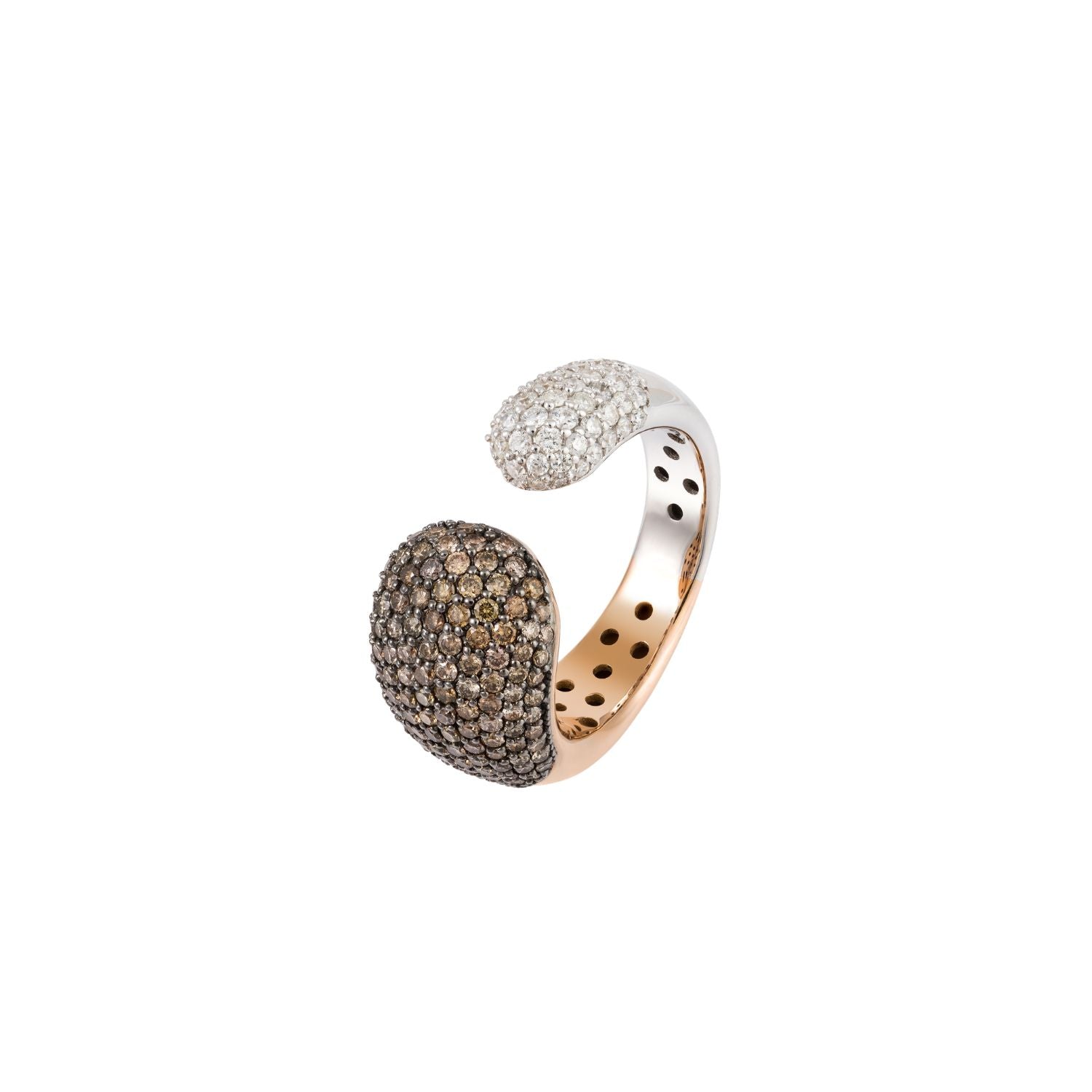 Brown & White Diamond Open Ring