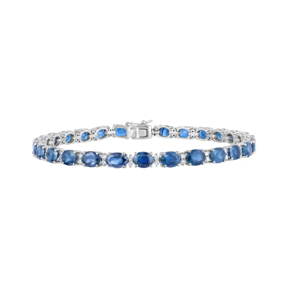 Oval Blue Sapphire & Diamond Bracelet-Princess Jewelry Shop