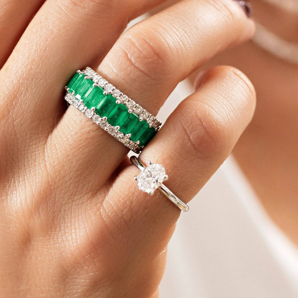 Oval Diamond Pinky Ring, lifestyle view 2 | JJ Jewelry