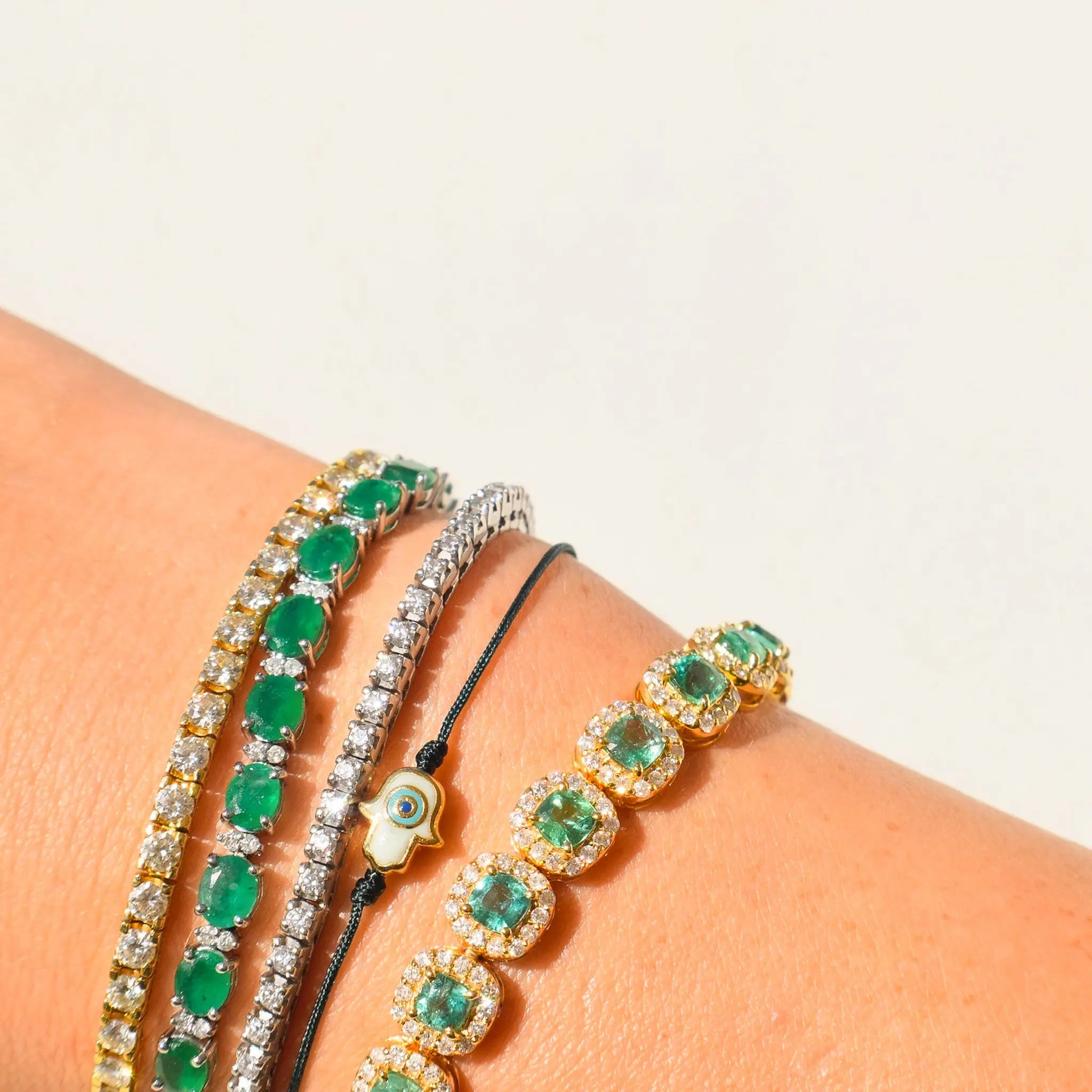 Oval Emerald and Diamond Bracelet-Princess Jewelry Shop