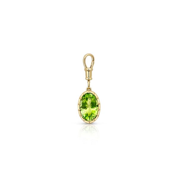 Oval Green Tourmaline Charm Pendant | JJ Jewelry