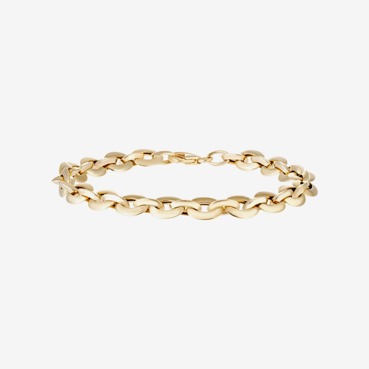 Oval Link Bracelet in 14K yellow gold | JJ Jewelry