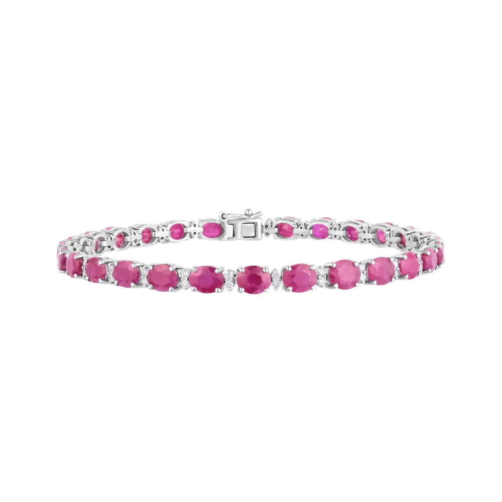 Oval Ruby and Diamond Bracelet-Princess Jewelry Shop