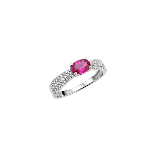Oval Ruby and Diamond Cocktail Ring in 18K Gold