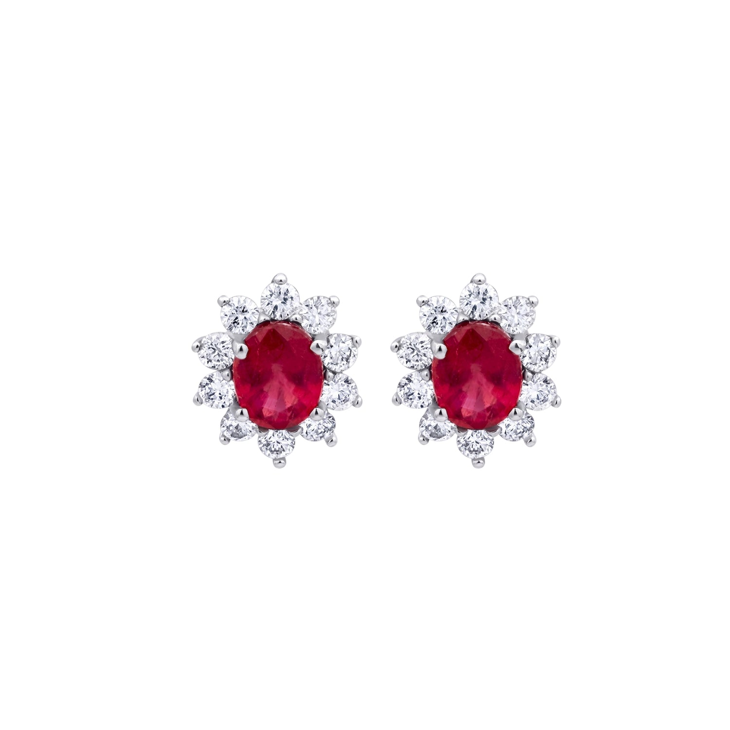 Oval Diamond Halo Stud Earrings