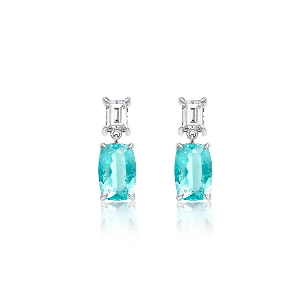 Paraiba Tourmaline Drop Earrings-Princess Jewelry Shop