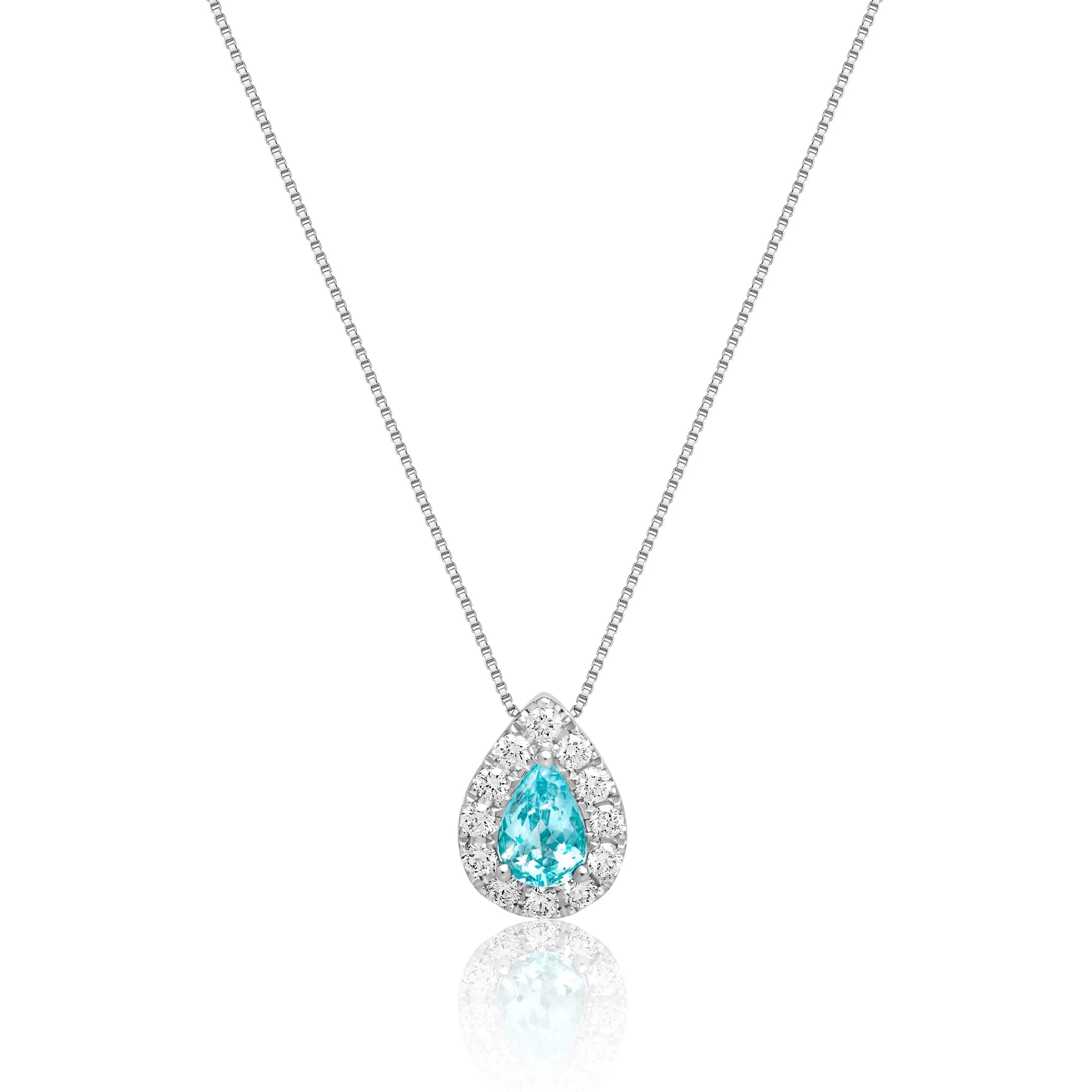 Paraiba Tourmaline Pear Pendant Necklace-Princess Jewelry Shop