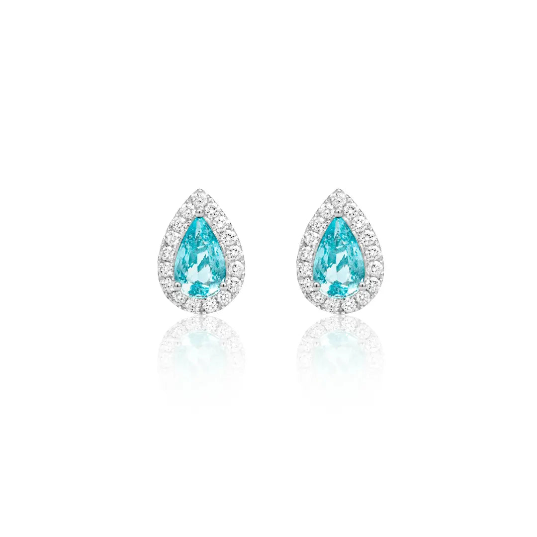 Paraiba Tourmaline Pear Stud Earrings-Princess Jewelry Shop