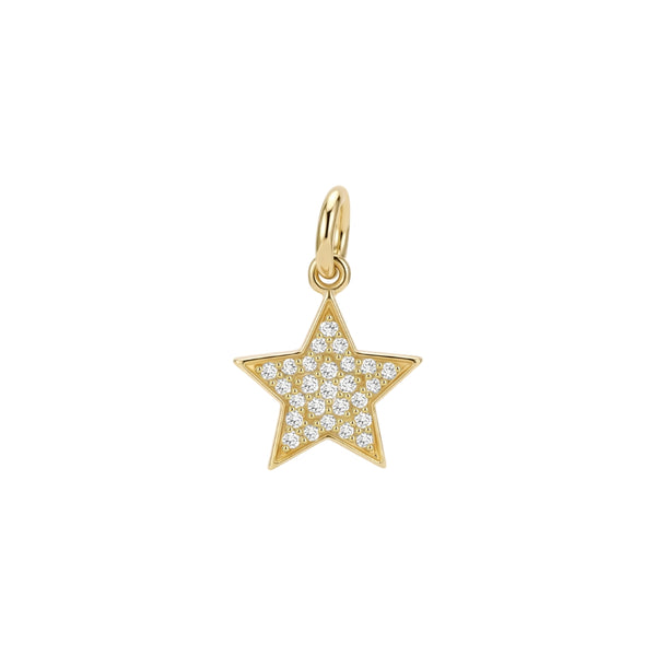 Pavé Diamond Star Pendant Necklace in 14K Yellow Gold | JJ Jewelry