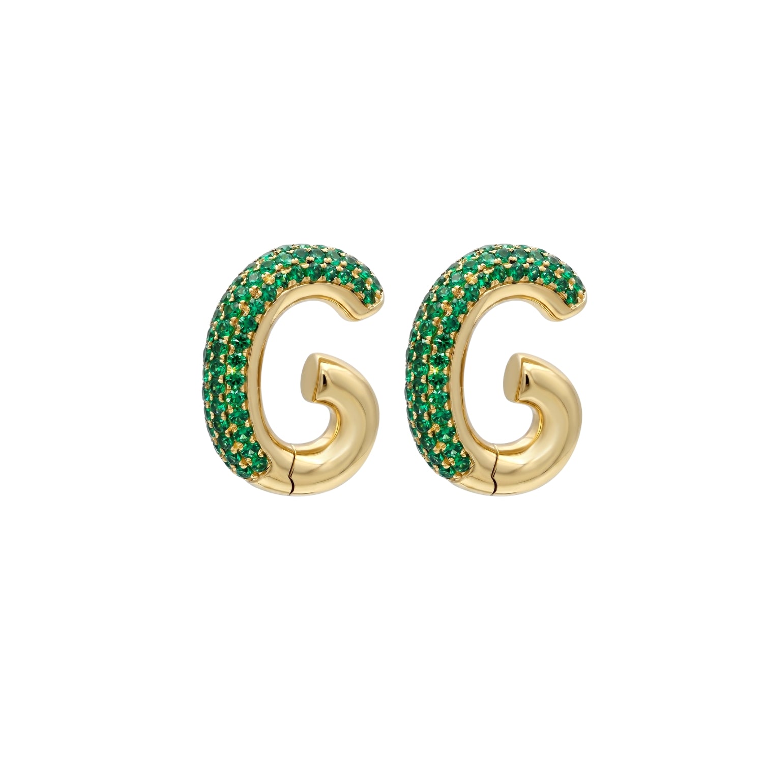 Pavé Emerald Ear Cuff in Yellow Gold