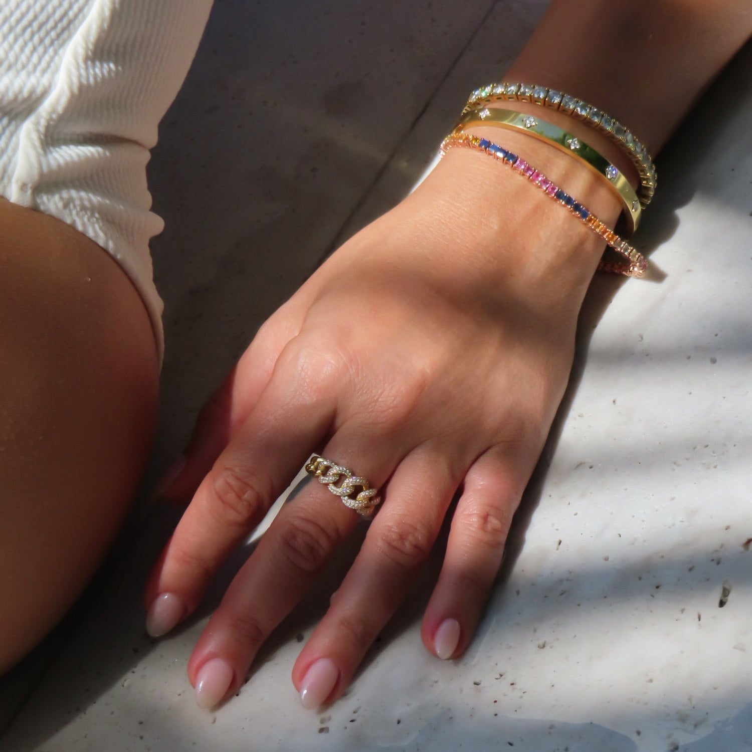 Pave Diamond Chain Ring