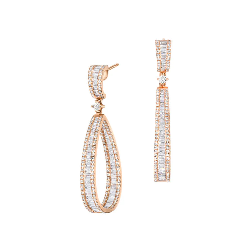 Pave Diamond Drop Earrings-Princess Jewelry Shop