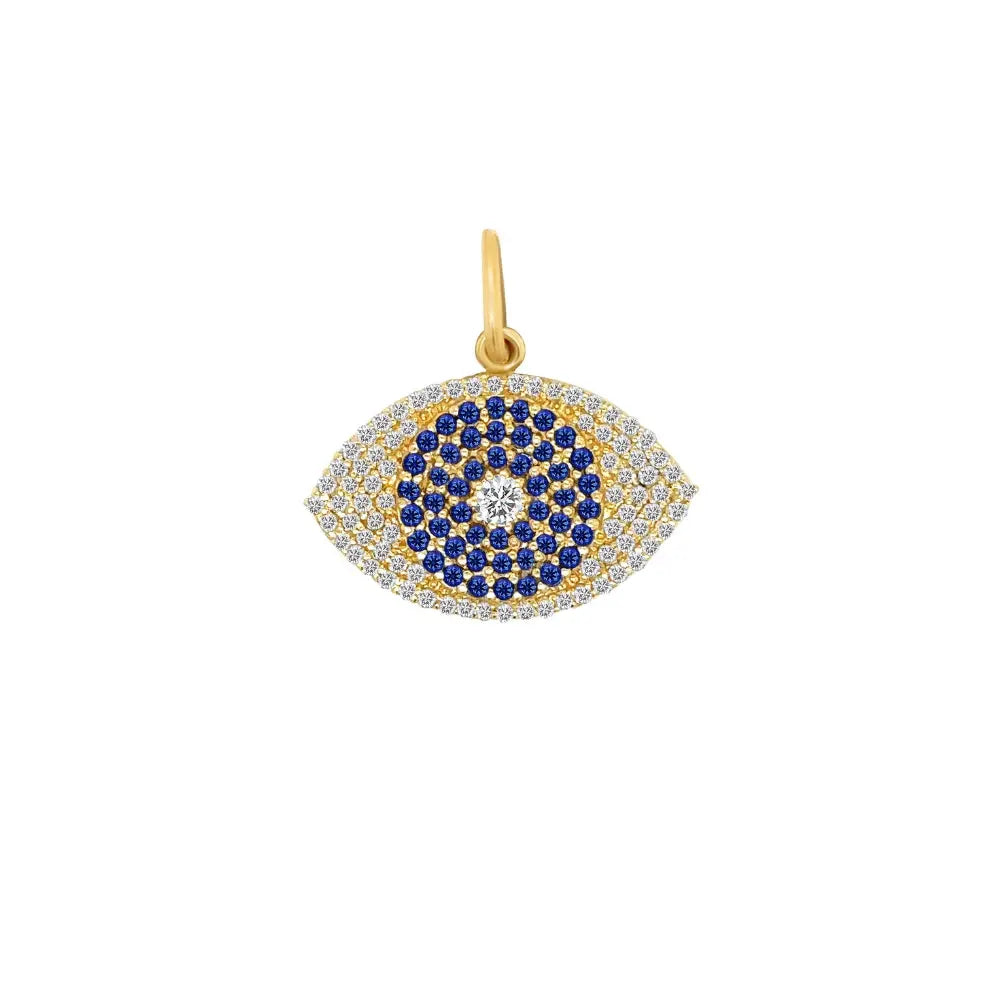 Pave Diamond and Blue Sapphire Eye Pendant-Princess Jewelry Shop