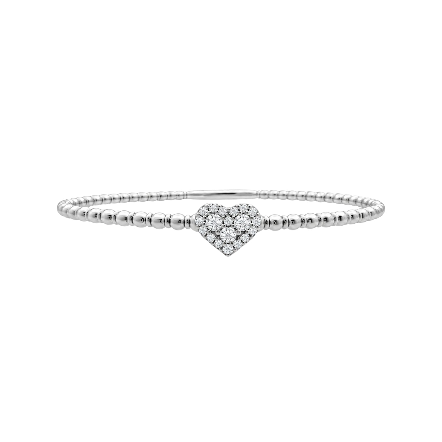 Pavé Diamond Heart Flexible Bangle in 18K Gold