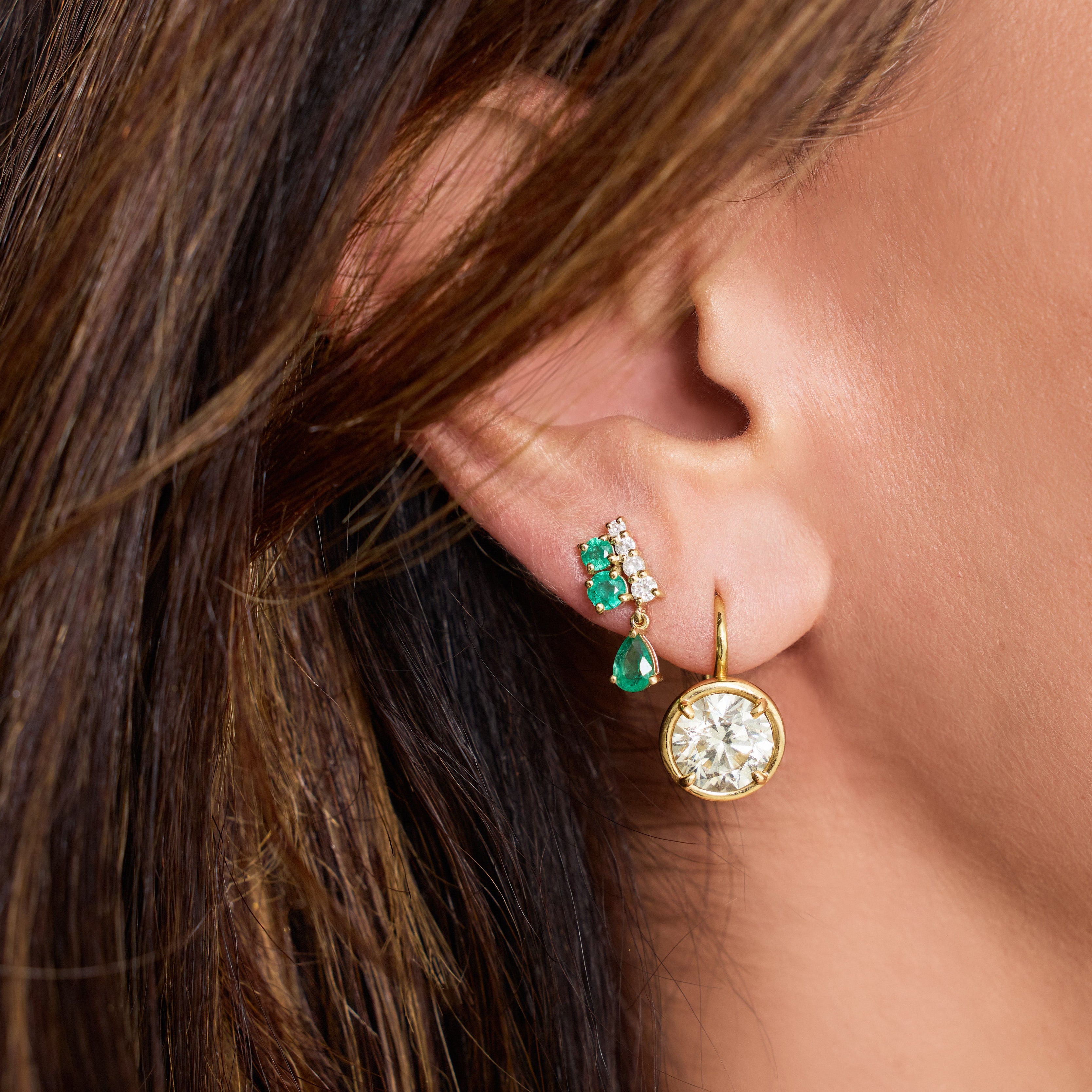 Pear-Cut Gemstone Drop Earrings in 14K Gold