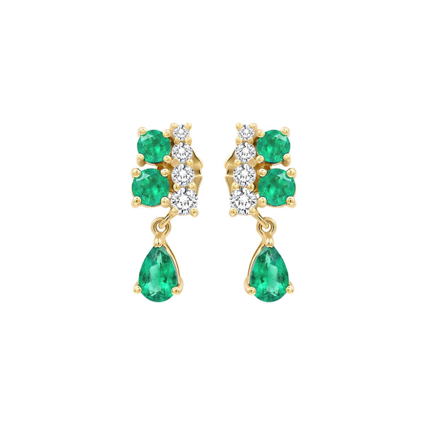 Pear-Cut Gemstone Drop Earrings in 14K Gold