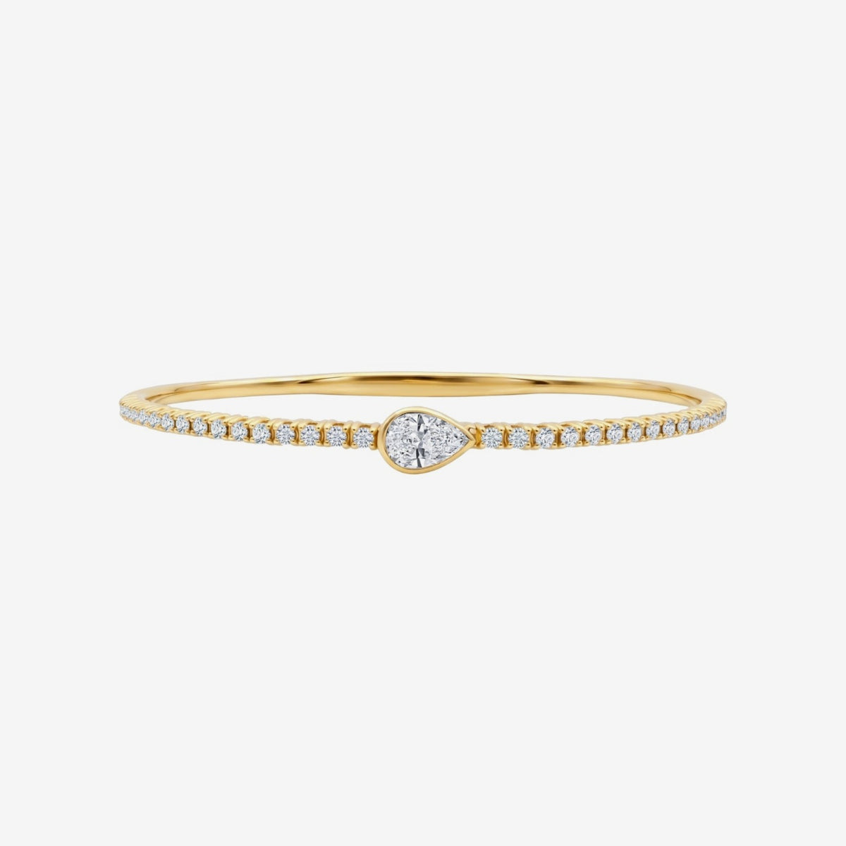 Pear Diamond Bangle in Yellow Gold | JJ Jewelry