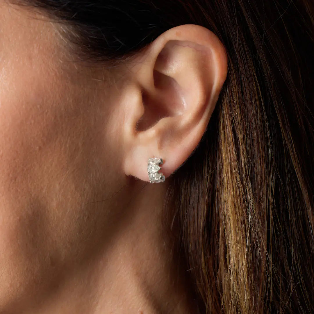   Pear Diamond Mini Hoop Earrings Princess Jewelry Shop