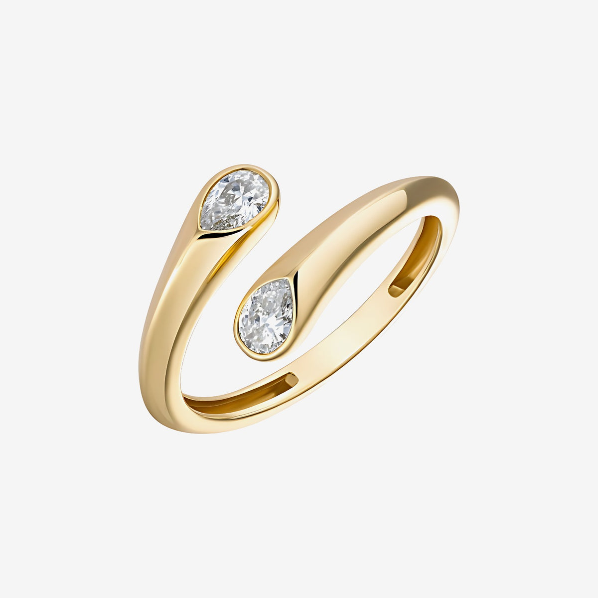 Pear Diamond Open Wrap Ring in 18K Yellow Gold | JJ Jewelry