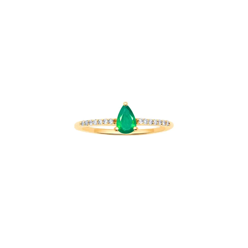   RGD14K-2340 PEAR SOLITAIRE RING EME 0.36 D0.09 14KW Princess Jewelry Shop