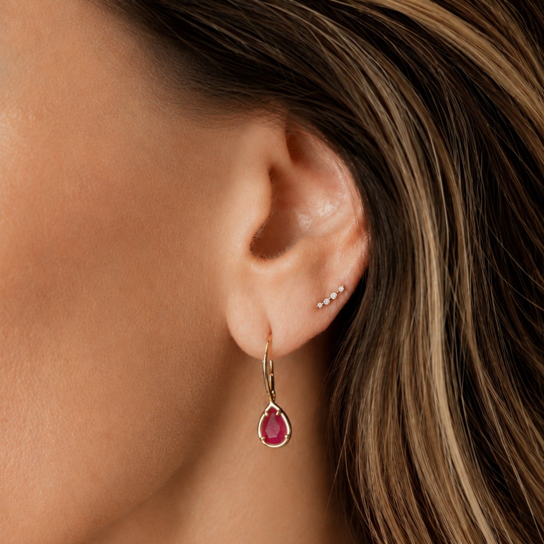 Pear Gemstone Leverback Earrings