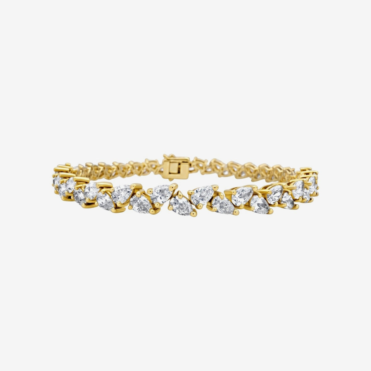 Pear-Shaped Diamond Line Bracelet in Yellow Gold | JJ Jewelry
