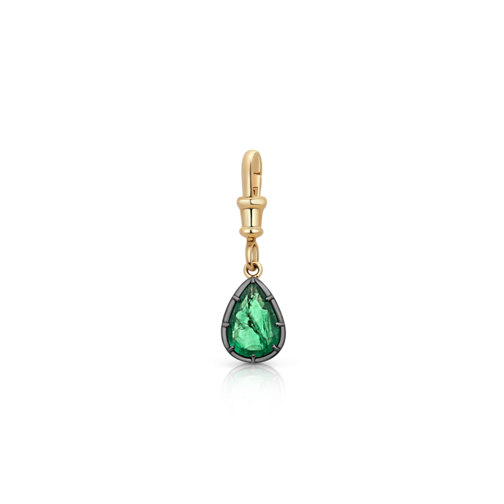 Pear-Shaped Emerald Pendant Charm