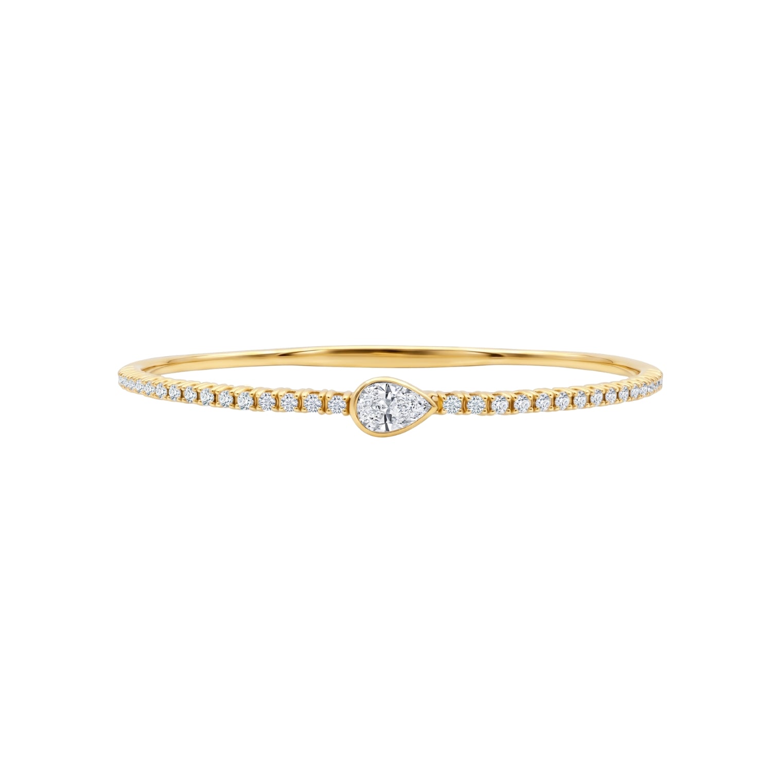 Pear Diamond Bangle Bracelet in 18K Yellow Gold