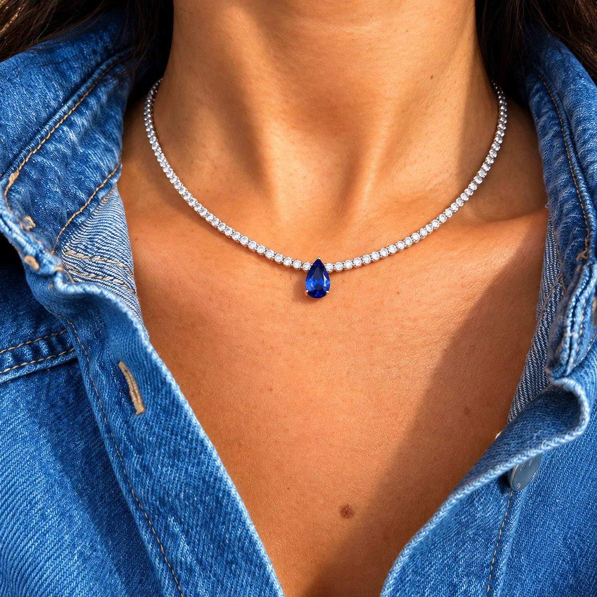 Pear Tanzanite and Diamond Necklace