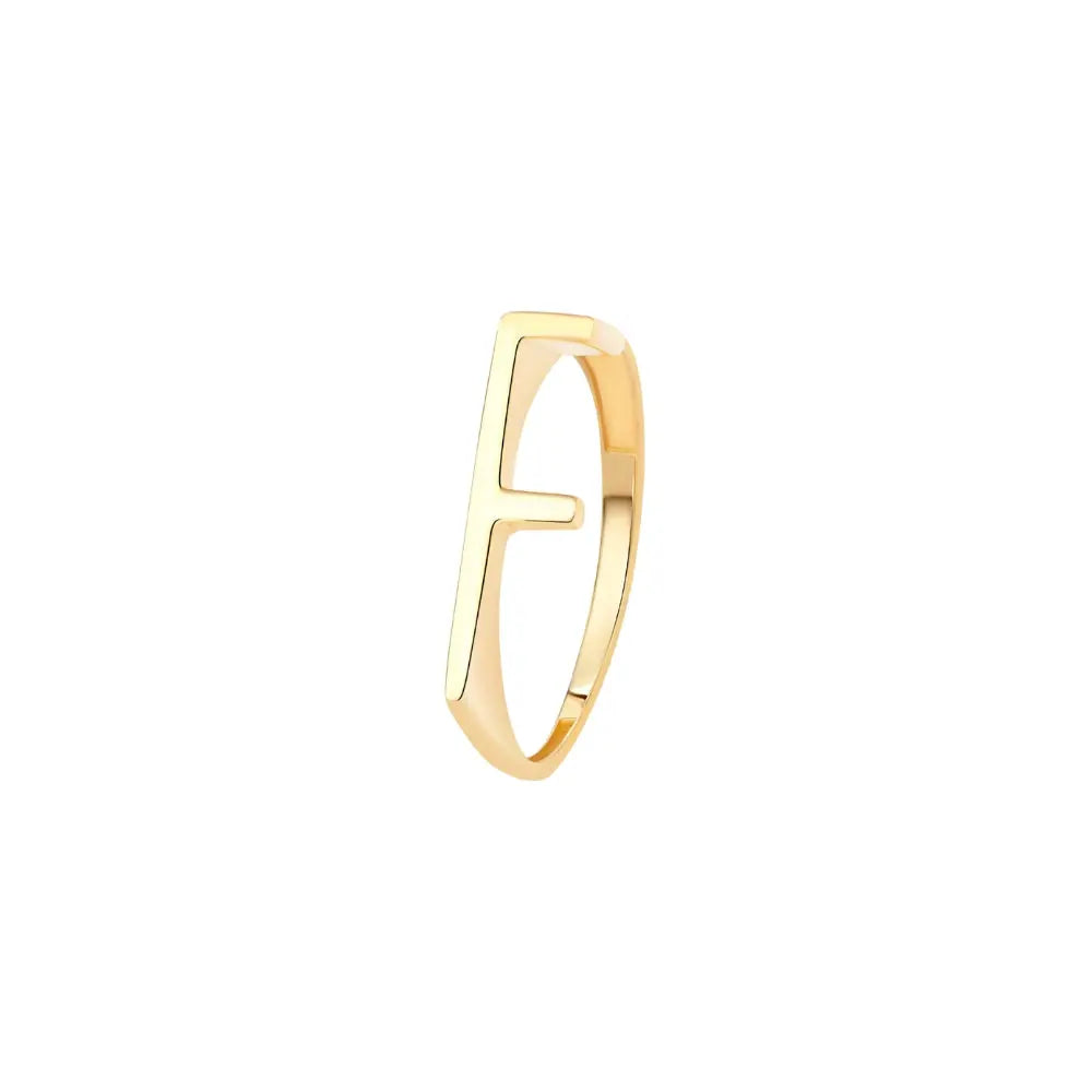   Yellow Gold Letter Ring Princess Jewelry Shop
