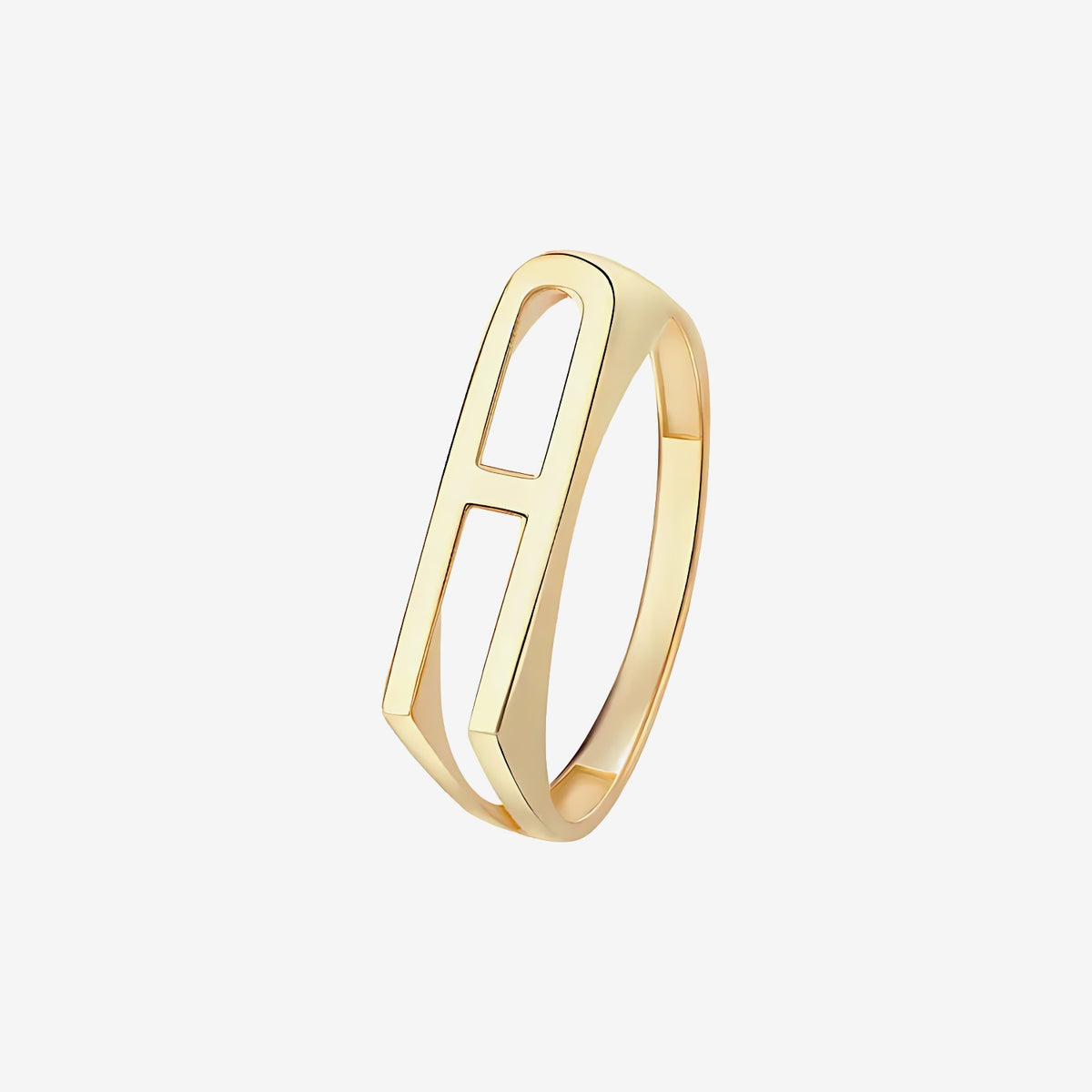 Personalized Letter Ring, Letter A in 18K Yellow Gold | JJ Jewelry