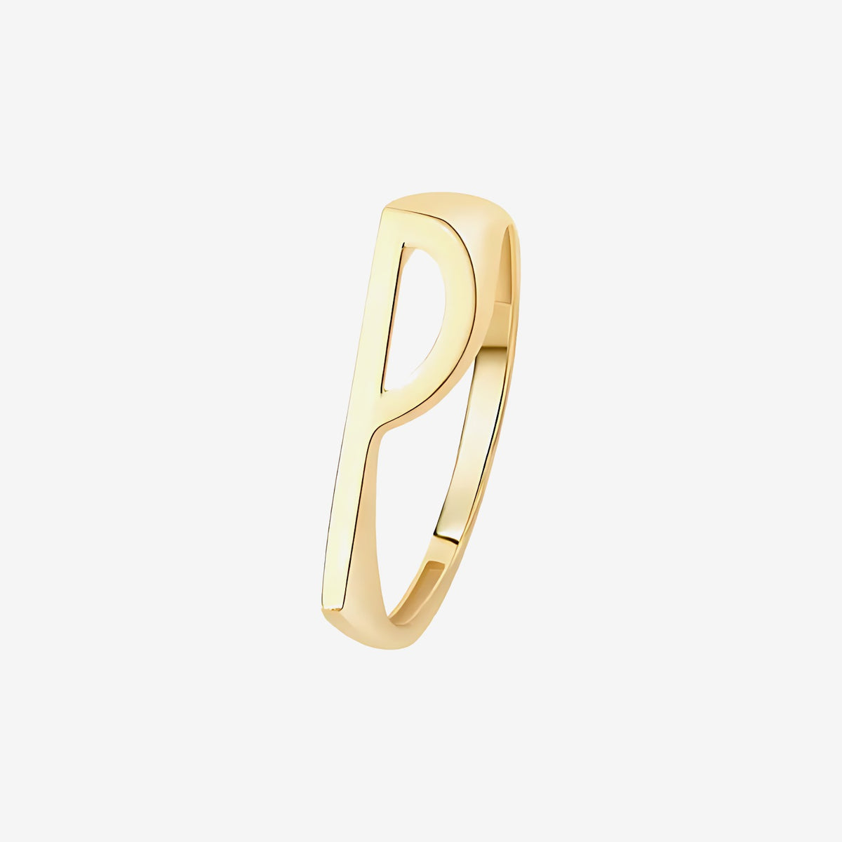 Personalized Letter Ring, Letter P in 18K Yellow Gold | JJ Jewelry