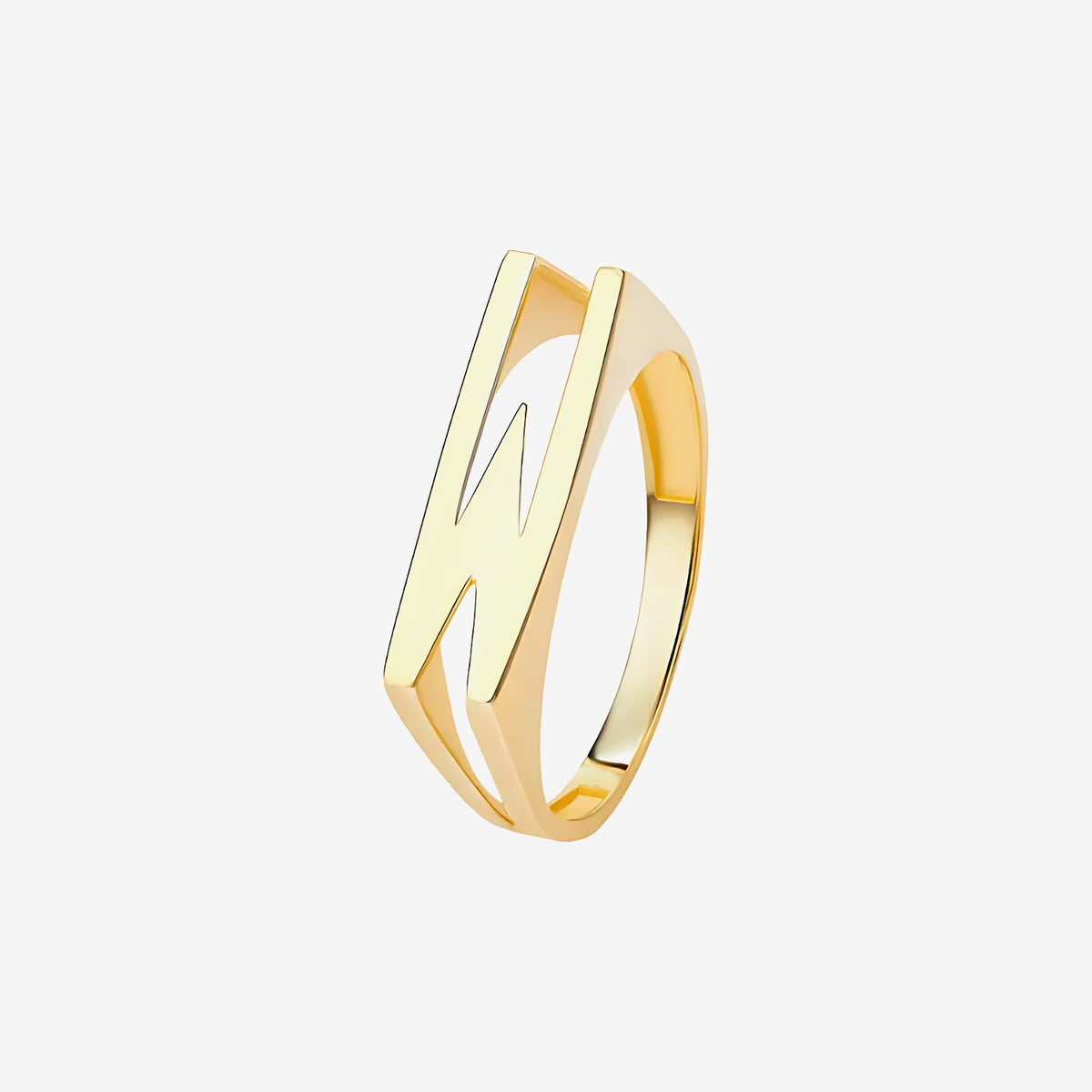 Personalized Letter Ring, Letter W in 18K Yellow Gold | JJ Jewelry
