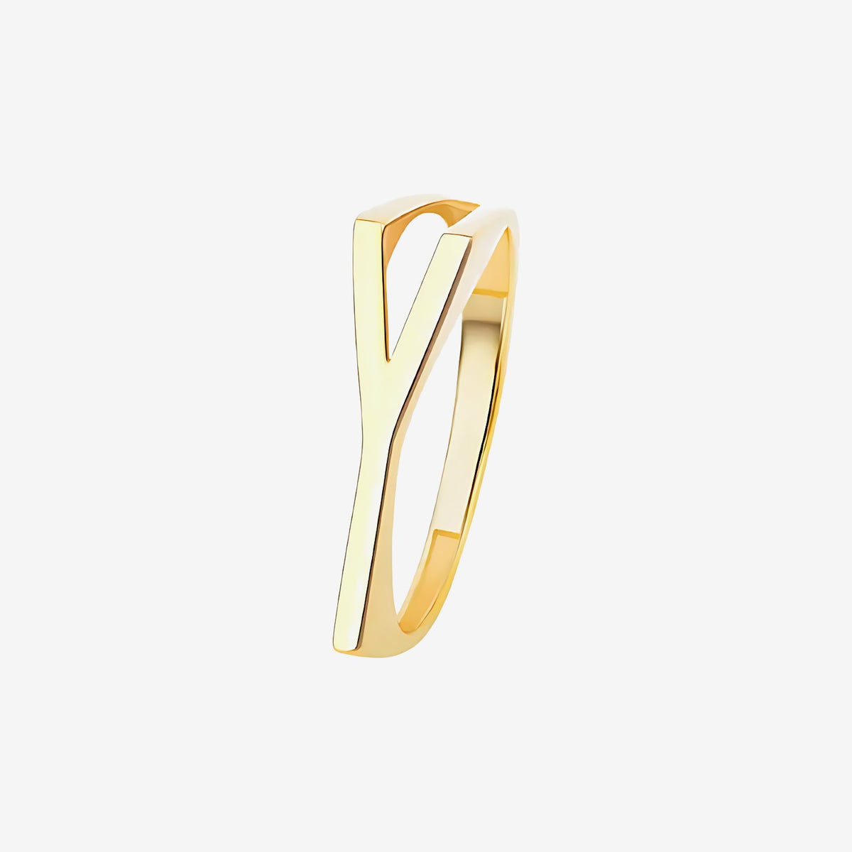 Personalized Letter Ring, Letter Y in 18K Yellow Gold | JJ Jewelry