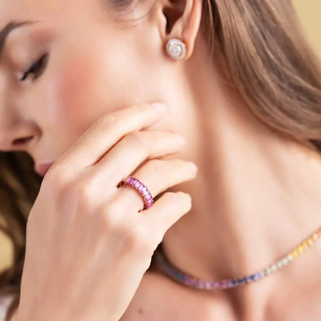 Pink Sapphire Half Ring-Princess Jewelry Shop