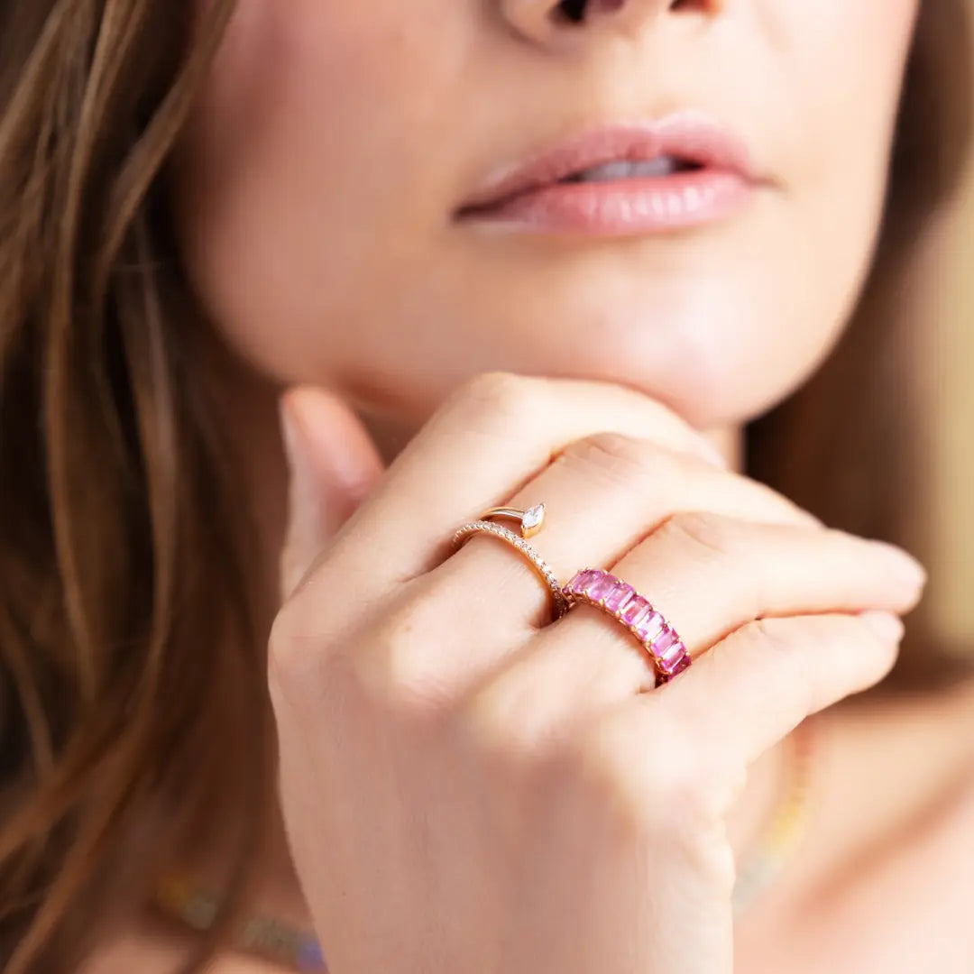 Pink Sapphire Half Ring-Princess Jewelry Shop