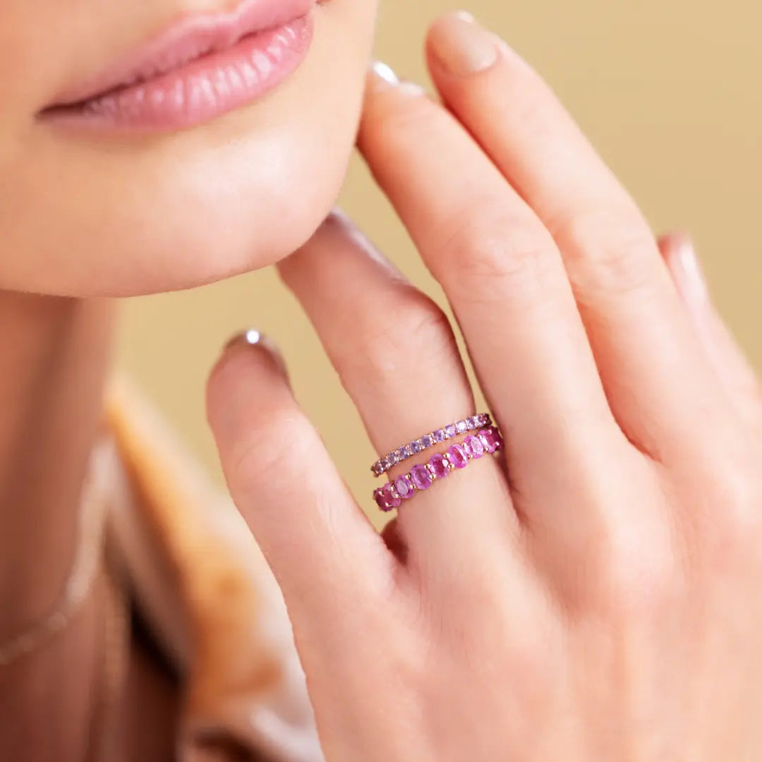 Pink Sapphire Oval Eternity Band-Princess Jewelry Shop