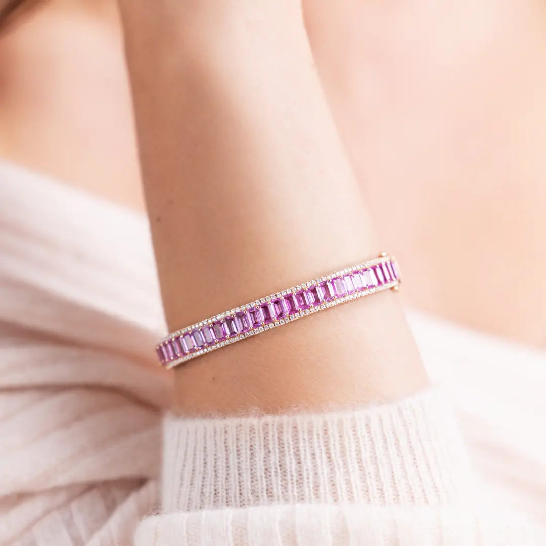 Pink Sapphire and Diamond Bangle-Princess Jewelry Shop