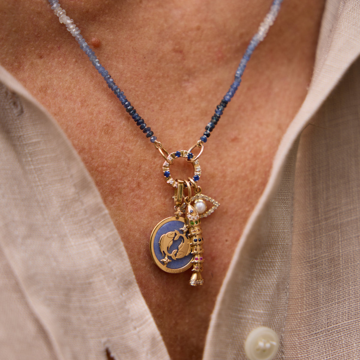Pisces Zodiac Pendant, view 2 | JJ Jewelry Miami