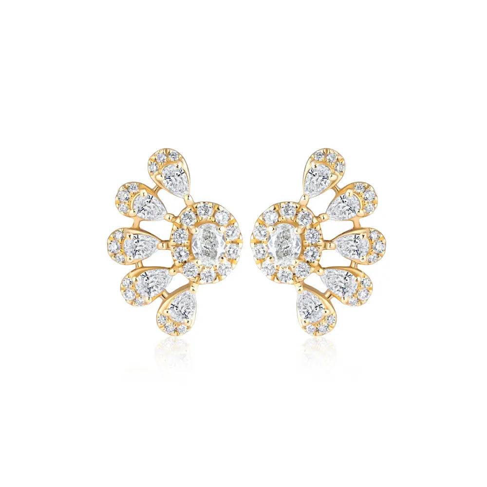   Radiant Bloom Diamond Earrings Princess Jewelry Shop