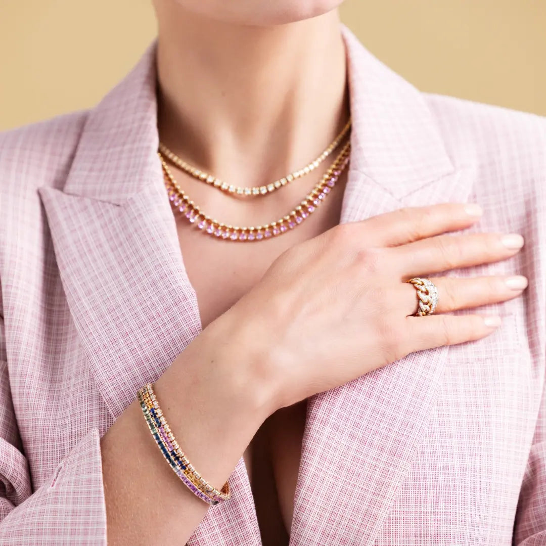 Rainbow Sapphire Tennis Bracelet-Princess Jewelry Shop