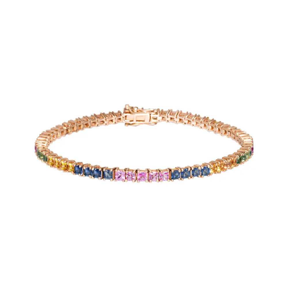 Rainbow Sapphire Tennis Bracelet-Princess Jewelry Shop