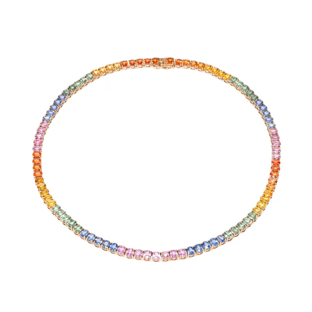 Rainbow Sapphire Tennis Necklace-Princess Jewelry Shop