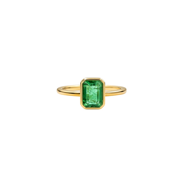 Rectangular Emerald Bezel Ring in 14K Yellow Gold