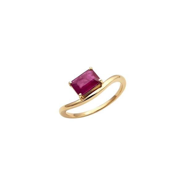 Rectangular Ruby Ring in 14K Yellow Gold
