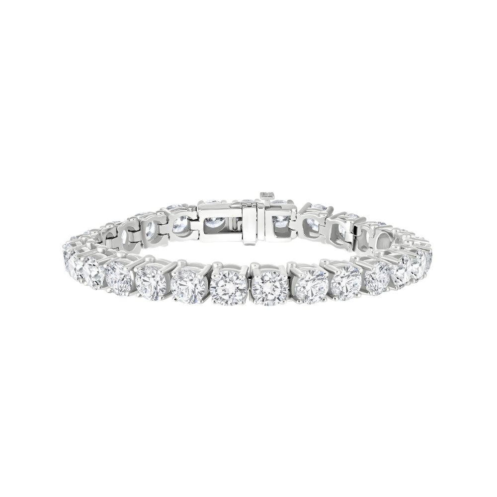 27.5 Carat Diamond Tennis Bracelet in 18K White Gold | JJ Jewelry Miami