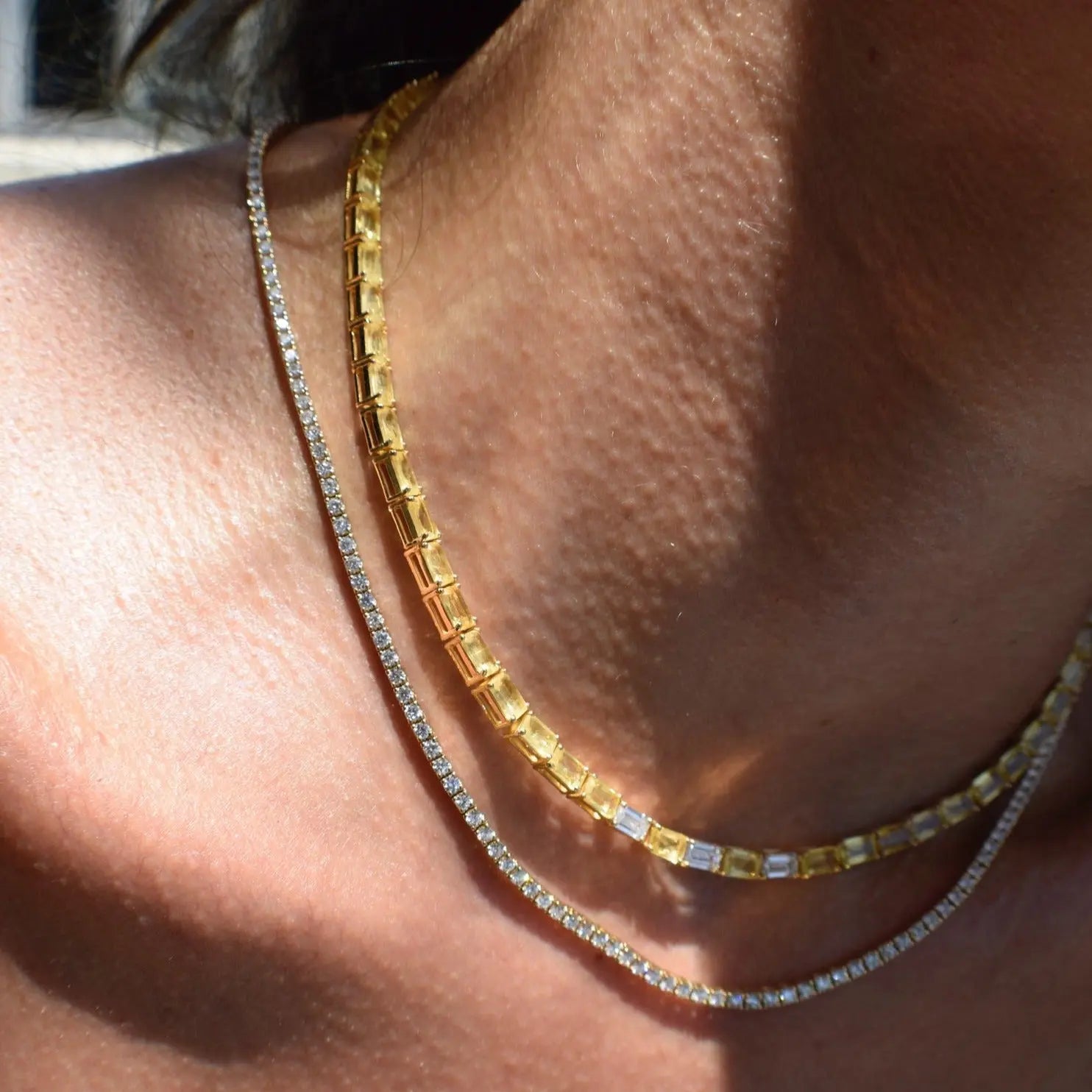 Luxury diamond tennis necklace in 18K rose gold